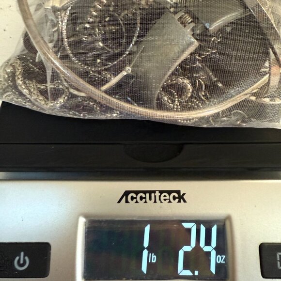 1 Lb Bag Assorted Wearable Chunky Silver Tone Jewelry, Baddie, Maximal, Goth - Picture 2 of 9